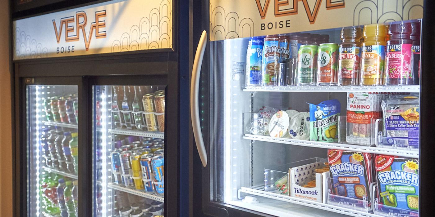 VERVE Boise micro market with refrigerators with snacks and beverages