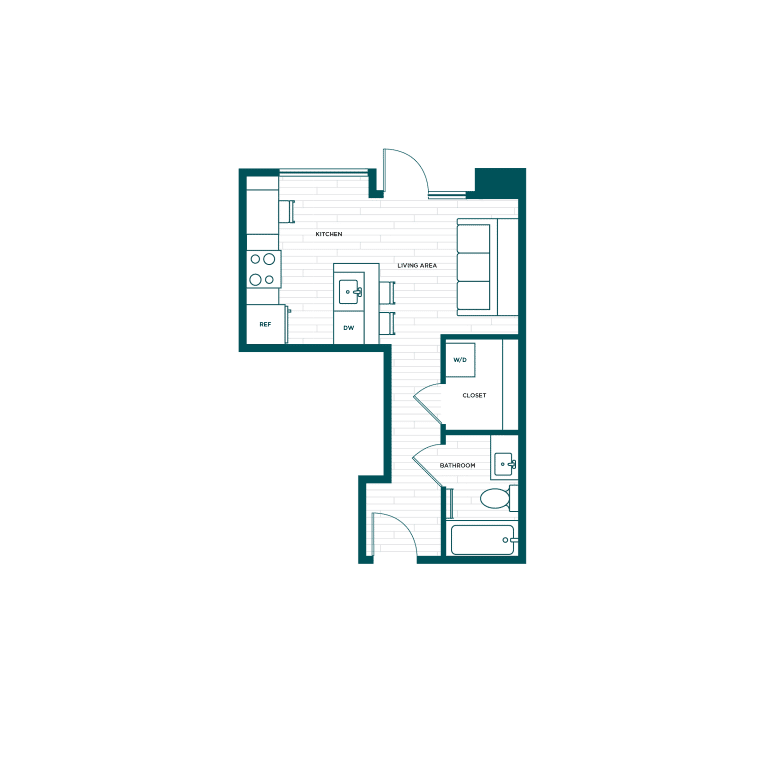 VERVE Boise S2, Studio student apartment floor plan